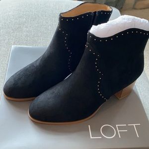 Loft Black Suede Studded Booties